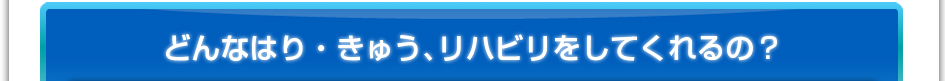 どんなはり・きゅう、リハビリをしてくれるの?